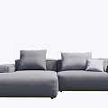 Modern Gray Sectional Sofa With Plush Cushions And Comfortable Seating 3d model