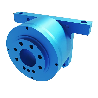 Blue Industrial Metal Component With Circular Structure And Multiple Holes 3d model