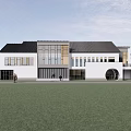 Modern Single Family House with Black Roof White Walls Large Glass Windows and Green Lawn 3d model