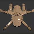 Golden Mechanical Spider Like Robot Game And Movie Character With Sharp Claws And Complex Structure 3d model