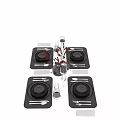 Elegant Dinnerware Set With Black Plates Bowls Placemats Wine Glasses And Utensils