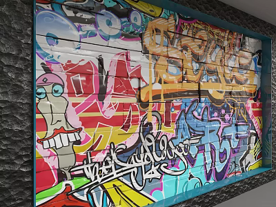 Colorful Graffiti Background Wall With Vibrant Street Art And Urban Design Elements 3d model