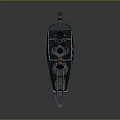 Detailed 3D Military Warship Model With Turrets Smokestack And Orange Accents