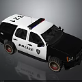 Black and White Police SUV Car With Red Blue Lights And POLICE Lettering