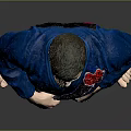 Martial Artist In Blue Judo Uniform With Black Belt And Red Dragon Creature Posing