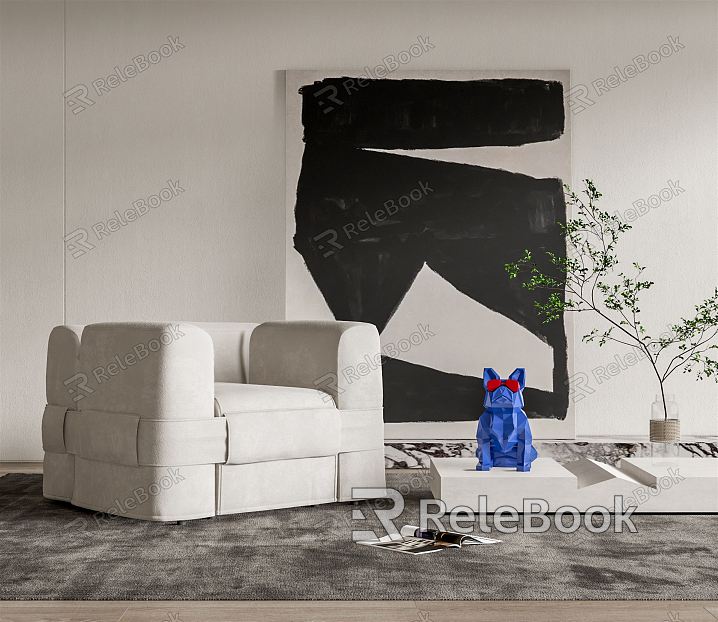 Modern single sofa single sofa decorative painting combination model