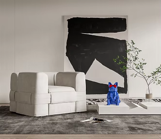 Modern single sofa single sofa decorative painting combination 3d model