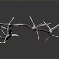 Barbed Wire Fence With Sharp Rustic Barbs For Security And Boundary Marking 3d model
