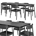 Modern Minimalist Black Dining Table And Chairs With Wooden Top And Metal Legs For Home Dining Room