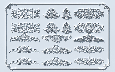 European-style carved plaster 3d model