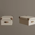 Beige Storage Boxes With Brown Corners And Handles For Home Organization
