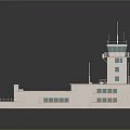 Modern Airport Control Tower With White Exterior Multiple Windows And Antenna On Top
