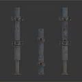 Black Industrial Metal Support Pillars With Bolted Connections And Base Plates