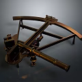 Antique Brass Scientific Instrument With Metal Frame Arched Component And Telescopic Tube
