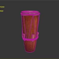 Traditional Orange Wooden Drum With Rope Bound Design And Cylindrical Shape