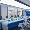 Modern Conference Room Design With Large Screen Meeting Table Ergonomic Chairs And LED Lighting