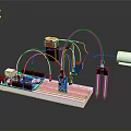 Electronic Experiment Setup With Breadboard Arduino Board Wires Components And Buzzer 3d model