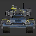 Futuristic Blue And Gray Tank 3D Model Featuring Detailed Tracks Antenna And Cannon Design