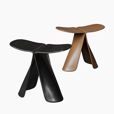 Modern Cross Shaped Side Table with Sleek Design in Black and Brown 3d model