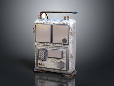 Vintage Electronic Device With Control Panel Dual Display Screens Buttons Knobs And Metal Handle 3d model