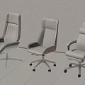 Modern Beige Office Chairs with Different Ergonomic Designs and Swivel Bases on Wooden Floor