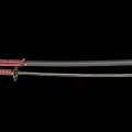 Japanese Samurai Sword Weapon With Curved Blade Gold Accents And Pink Wrapped Handle