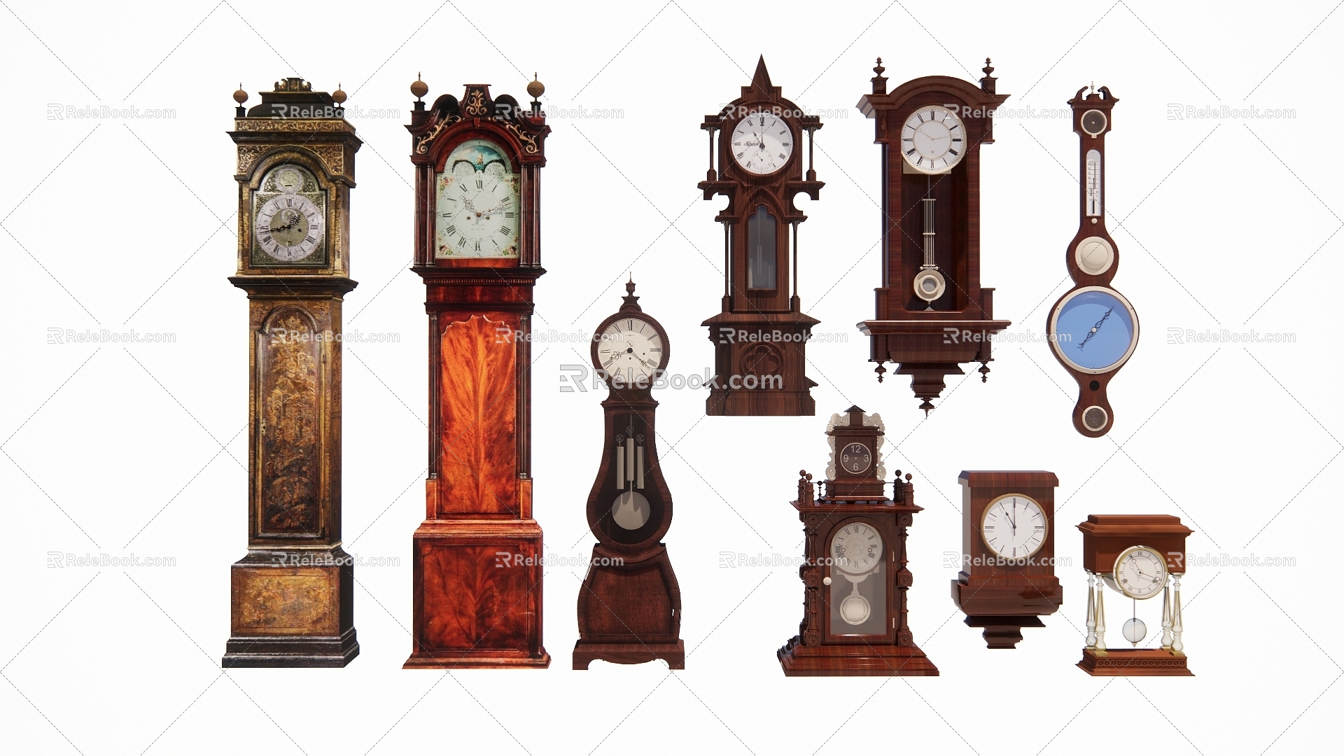 European Classical Floor Clock Vertical Pendulum Clock 3d model