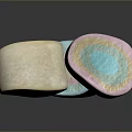 Three Colorful Marshmallows Blue Pink Beige With Soft Swirl Pattern Design