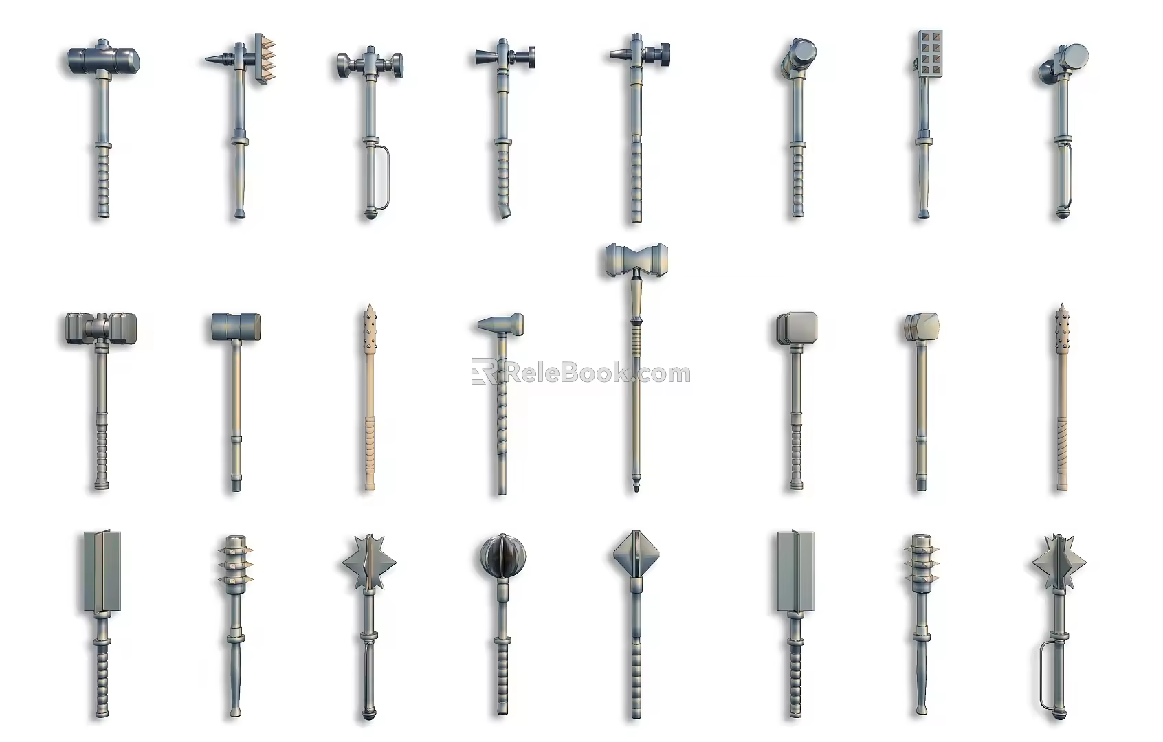Modern mace cold weapon Thor's hammer weapon toy weapon ancient weapon 3d model