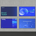 Multiple TVs Displaying Brand Toolkit PowerPoint Template Data and AI Content