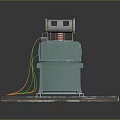 Industrial Electrical Transformer With Green Casing Copper Coils Motor And Control Panel On Platform