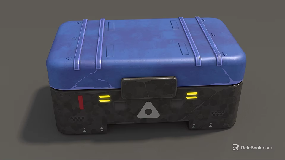 Medical Equipment Storage Case With Blue Top Black Base And Yellow Indicators 3d model 