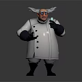 Cartoon 3D Mad Scientist Character In White Coat With Goggles Holding Green Test Tube