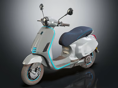 Modern Light Gray Scooter With Dark Blue Seat And Blue Accent Line Design 3d model