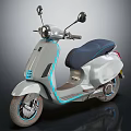 Modern Light Gray Scooter With Dark Blue Seat And Blue Accent Line Design