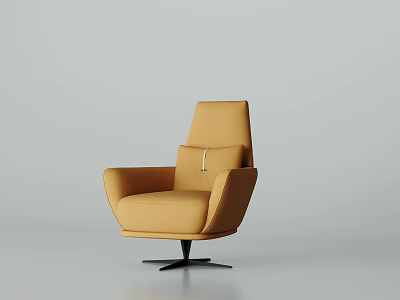 Modern Yellow Single Sofa With Soft Fabric Upholstery And Sturdy Black Metal Base Design 3d model