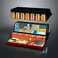 Traditional Food Stall With Glass Display Colorful Foods Teapot Cups And Fresh Ingredients