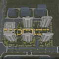 Aerial View Planning of Residential Community With High Rise Buildings and Green Areas
