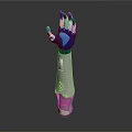 Modern Robotic Mechanical Arm With Blue Hand And White Limb Components