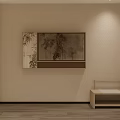 Hotel Room Interior With Beige Walls Bamboo Painting Wooden Flooring And Minimalist Design