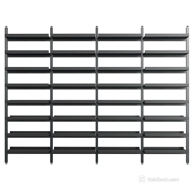 Black Metal Display Shelving Units With Multiple Layers For Commercial Storage And 3d model 