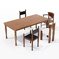 Simple Wooden Dining Table Set With Four Chairs And Different Designs 3d model