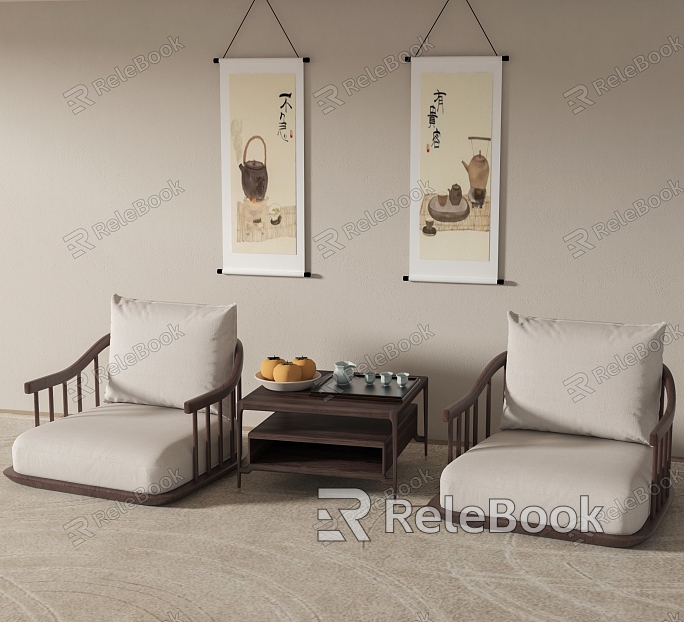 New Chinese Style Casual Sofa Combination Tea Table and Chair Combination model