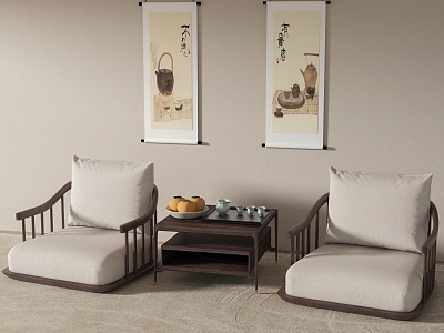 New Chinese Style Casual Sofa Combination Tea Table and Chair Combination model