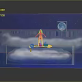 Character With Pet Creature Standing On Clouds Under Starry Sky And Full Moon