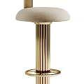 Modern Velvet Bar Stools With Gold Metal Legs And Pink Beige Seats