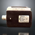 Vintage Electronic Movie Camera With Brown Leather Case Lens And Control Panel