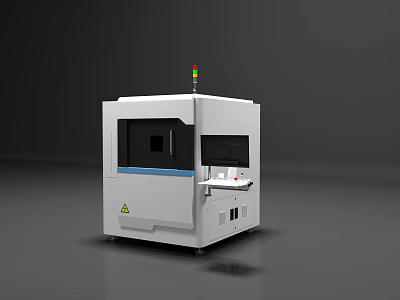 White Industrial Inspection Equipment With Top Indicator Light Display Screen And Control Panel 3d model
