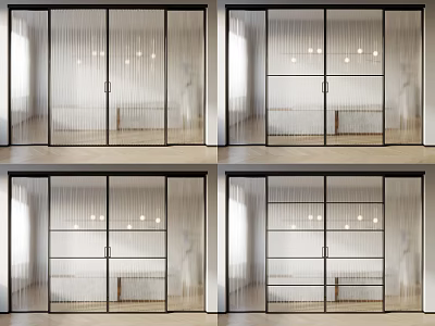 Modern Sliding Doors With Glass Panels And Metal Frames For Interior Space 3d model
