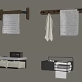 Modern Bathroom Accessories With Wall Mounted Towel Racks Shelves Towels And Tissue Holders